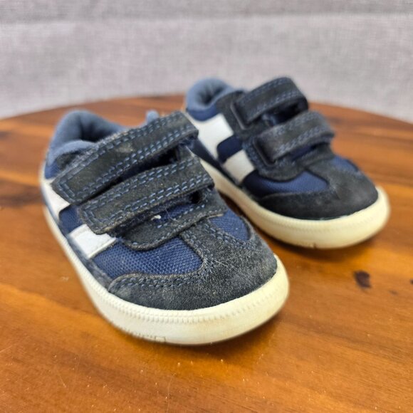 Cat & Jack Boys Navy & White Sneakers With Hook & Loop Straps Size 5 - Picture 7 of 13